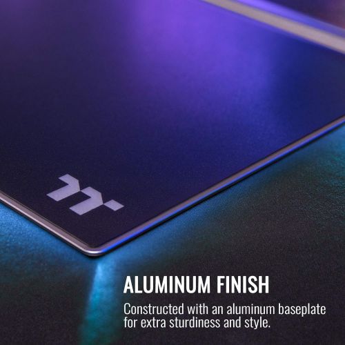  Thermaltake Argent MP1 RGB 16.8 Million Color Software Enabled, Hard Surface, Aluminum Top Plate, and Non-Slip Rubber Base 359mm x 254mm x 10mm Gaming Mouse Pad. GMP-MP1-BLKHMC-01