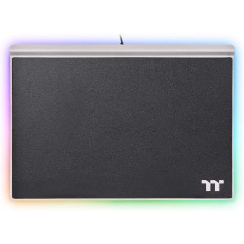  Thermaltake Argent MP1 RGB 16.8 Million Color Software Enabled, Hard Surface, Aluminum Top Plate, and Non-Slip Rubber Base 359mm x 254mm x 10mm Gaming Mouse Pad. GMP-MP1-BLKHMC-01