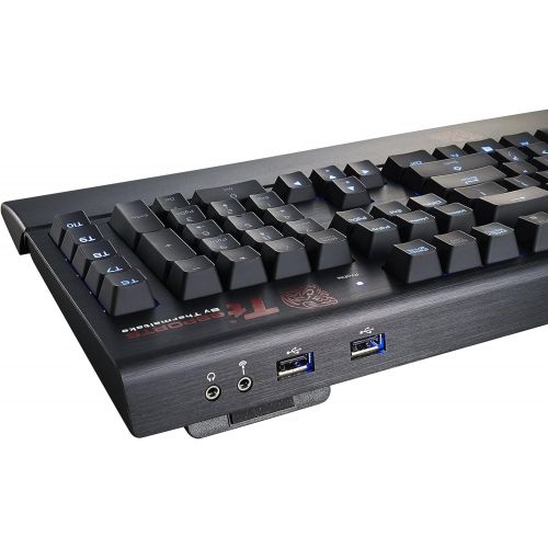  Thermaltake Tt e Sports Poseidon Z Forged Aluminum Faceplate with Built-in USB Port & Sound Card Brown Switches Blue Backlight Mechanical Gaming Keyboard KB-BAZ-KBBLUS-04