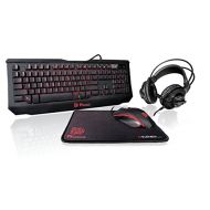 Thermaltake Tt eSPORTS Knucker 4-in-1 3 Color Membrane Keyboard & 2400 DPI Avago 5050 Optical Gaming Mouse & Headset & Mouse Pad Combo Kit KB-GCK-PLBLUS-01