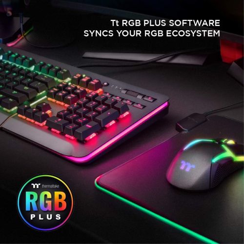  Thermaltake Level 20 RGB Titanium Aluminum Gaming Keyboard Cherry MX Blue Switches, 16.8M Color RGB, 32 Color Zone Options, Alexa Voice Control & Razer Chroma Sync Compatible, KB-L