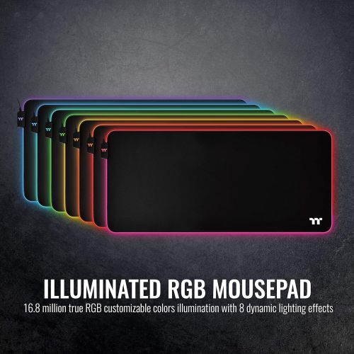  Thermaltake Level 20 RGB 16.8 Million RGB Color Software Enabled (TT RGB Plus/iTake/Alexa/Razer Chroma) Splash-Proof/Anti-Slip Rubber Base 900mm x 400mm Gaming Mouse Pad GMP-LVT-RG