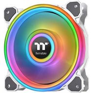Thermaltake Riing Quad 120mm 16.8 Million RGB Color (Alexa, Razer Chroma) Software Enabled 4 Light Rings 54 LED 9 Blades Hydraulic Bearing White Case/Radiator Fan, Single Pack, CL-