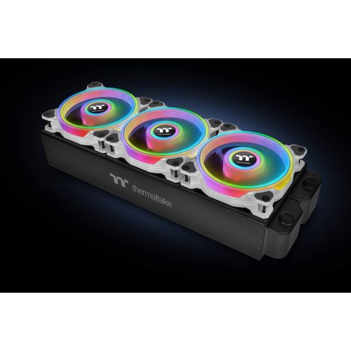  Thermaltake Riing Quad 120mm 16.8 Million RGB Color (Alexa, Razer Chroma) Software Enabled 4 Light Rings 54 Addressable LED 9 Blades Hydraulic Bearing White Case/Radiator Fan, 3 Pa