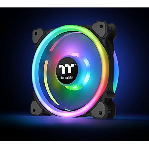  Thermaltake Riing Trio 140mm Circular 12 LED RGB High Static Pressure Radiator Fan TT Premium Edition Case Fans - 3 Pack CL-F077-PL14SW-A