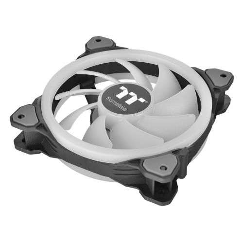  Thermaltake Riing Trio 140mm Circular 12 LED RGB High Static Pressure Radiator Fan TT Premium Edition Case Fans - 3 Pack CL-F077-PL14SW-A