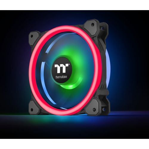  Thermaltake Riing Trio 140mm Circular 12 LED RGB High Static Pressure Radiator Fan TT Premium Edition Case Fans - 3 Pack CL-F077-PL14SW-A