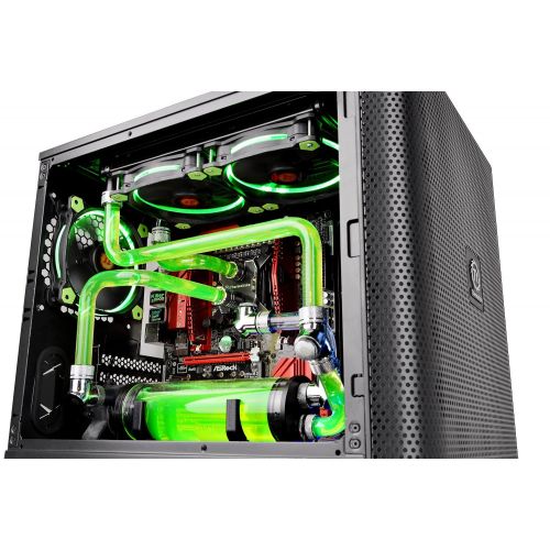  Thermaltake V200 Tempered Glass RGB Edition 12V MB Sync Capable ATX Mid-Tower Chassis with 3 120mm 12V RGB Fan + 1 Black 120mm Rear Fan Pre-Installed CA-1K8-00M1WN-01