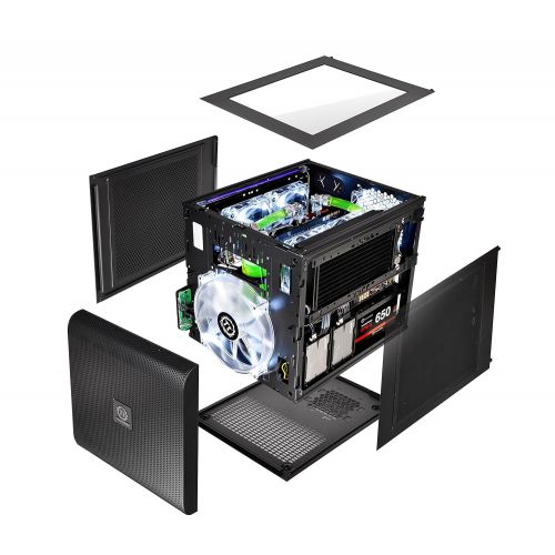  Thermaltake V200 Tempered Glass RGB Edition 12V MB Sync Capable ATX Mid-Tower Chassis with 3 120mm 12V RGB Fan + 1 Black 120mm Rear Fan Pre-Installed CA-1K8-00M1WN-01