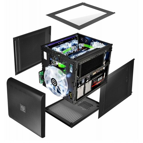  Thermaltake V200 Tempered Glass RGB Edition 12V MB Sync Capable ATX Mid-Tower Chassis with 3 120mm 12V RGB Fan + 1 Black 120mm Rear Fan Pre-Installed CA-1K8-00M1WN-01