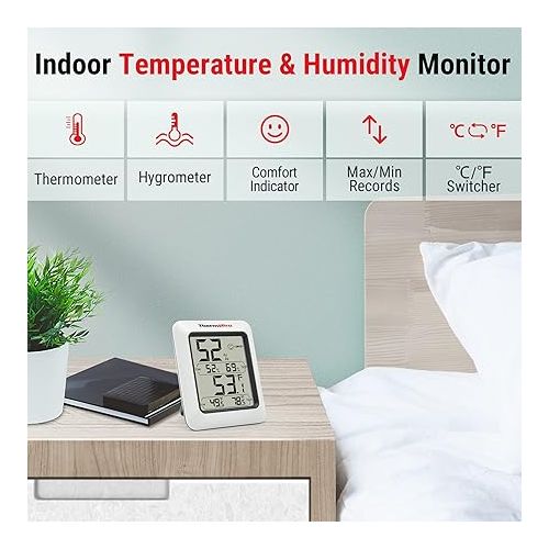  ThermoPro TP50 Digital Hygrometer Indoor Thermometer Room Thermometer and Humidity Gauge with Temperature Monitor