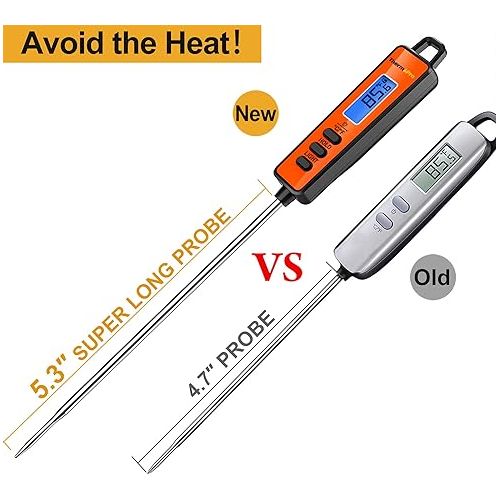  ThermoPro TP01A Digital Meat Thermometer for Cooking Candle Liquid Deep Frying Oil Candy, Kitchen Food Instant Read Thermometer with Super Long Probe, Backlit, Lock Function