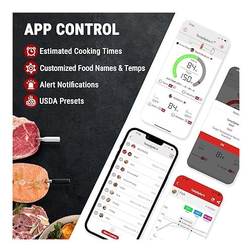  ThermoPro Twin TempSpike Wireless Meat Thermometer with 2 Meat Probes, 500FT Bluetooth Meat Thermometer with LCD-Enhanced Booster for Turkey Beef Rotisserie BBQ Grill Oven Smoker Thermometer