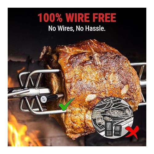  ThermoPro TempSpike 500FT Wireless Meat Thermometer, Bluetooth Meat Thermometer Wireless for Turkey Beef Lamb, Meat Thermometer Digital Wireless for Rotisserie Sous Vide BBQ Oven Smoker Thermometer