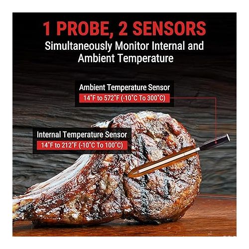  ThermoPro TempSpike 500FT Wireless Meat Thermometer, Bluetooth Meat Thermometer Wireless for Turkey Beef Lamb, Meat Thermometer Digital Wireless for Rotisserie Sous Vide BBQ Oven Smoker Thermometer