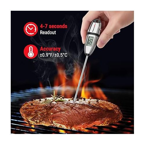  ThermoPro TP-02S Instant Read Meat Thermometer Digital Cooking Food Thermometer with Super Long Probe for Grill Candy Kitchen BBQ Smoker Oven Oil Milk Yogurt Temperature
