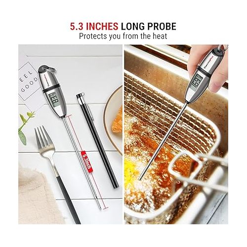  ThermoPro TP-02S Instant Read Meat Thermometer Digital Cooking Food Thermometer with Super Long Probe for Grill Candy Kitchen BBQ Smoker Oven Oil Milk Yogurt Temperature