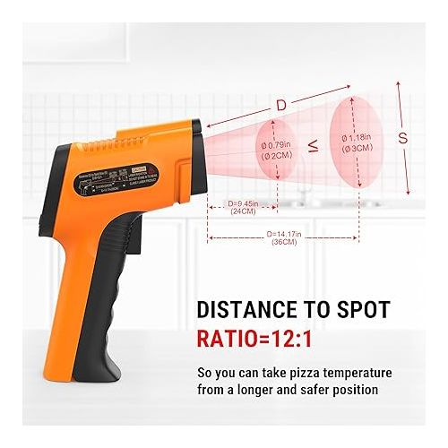  ThermoPro TP30 Infrared Thermometer Gun, Laser Thermometer for Cooking, Pizza Oven, Griddle, Engine, HVAC, Laser Temperature Gun with Adjustable Emissivity & Max Measure -58°F ~1022°F (Not for Human)