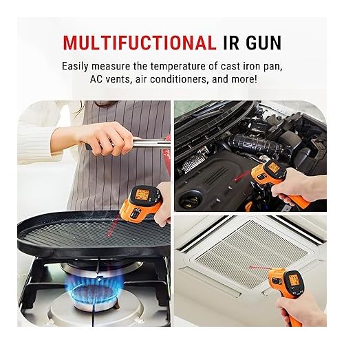  ThermoPro TP30 Infrared Thermometer Gun, Laser Thermometer for Cooking, Pizza Oven, Griddle, Engine, HVAC, Laser Temperature Gun with Adjustable Emissivity & Max Measure -58°F ~1022°F (Not for Human)