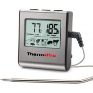 [아마존 핫딜]  [아마존핫딜]ThermoPro TP-16 Large LCD Digital Cooking Food Meat Thermometer for Smoker Oven Kitchen Candy BBQ Grill Thermometer Clock Timer with Stainless Steel Temperature Probe, Standard, Si