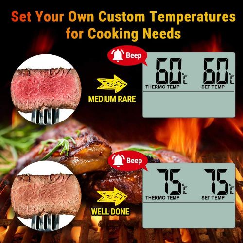  [아마존 핫딜]  [아마존핫딜]ThermoPro TP-16 Large LCD Digital Cooking Food Meat Thermometer for Smoker Oven Kitchen Candy BBQ Grill Thermometer Clock Timer with Stainless Steel Temperature Probe, Standard, Si