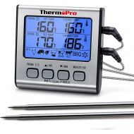 [아마존 핫딜]  [아마존핫딜]ThermoPro TP-17 Dual Probe Digital Cooking Meat Thermometer Large LCD Backlight Food Grill Thermometer with Timer Mode for Smoker Kitchen Oven BBQ, Silver