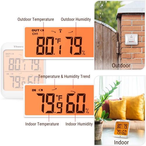  [아마존 핫딜] [아마존핫딜]ThermoPro TP63A Waterproof Indoor Outdoor Thermometer Digital Wireless Hygrometer Humidity Gauge Temperature Monitor with Cold-Resistant Outdoor Temperature Thermometer, 200ft/60m