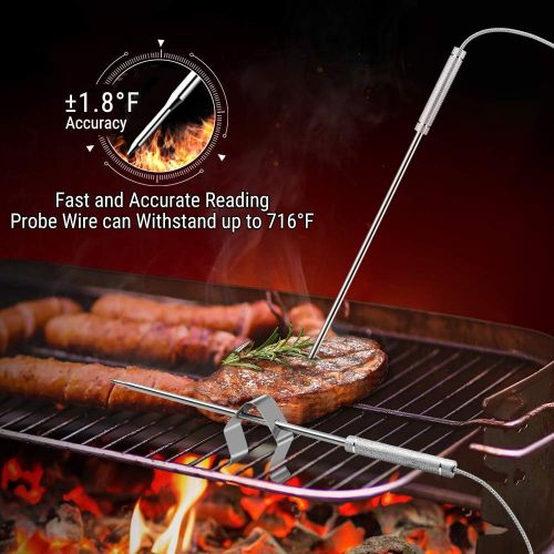  [아마존 핫딜] [아마존핫딜]ThermoPro TP-08S Wireless Remote Digital Cooking Meat Thermometer Dual Probe for Grilling Smoker BBQ Food Thermometer - Monitors Food from 300 Feet Away