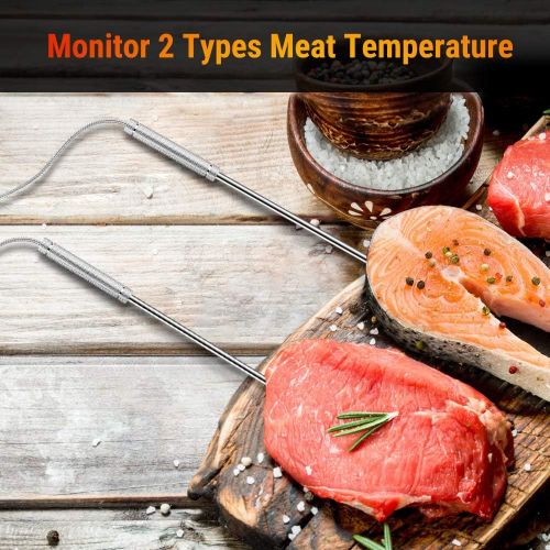  [아마존 핫딜] [아마존핫딜]ThermoPro TP-08S Wireless Remote Digital Cooking Meat Thermometer Dual Probe for Grilling Smoker BBQ Food Thermometer - Monitors Food from 300 Feet Away