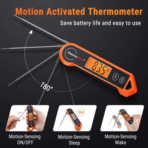  [아마존 핫딜] ThermoPro Digital Instant Read Meat Thermometer for Grilling Waterproof Kitchen Cooking Food Thermometer with Ambidextrous Backlit for BBQ Grill Smoker Oil Fry Candy Thermometer