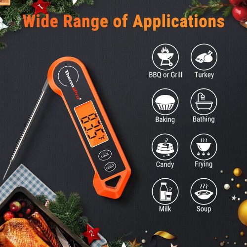  [아마존 핫딜] ThermoPro Digital Instant Read Meat Thermometer for Grilling Waterproof Kitchen Cooking Food Thermometer with Ambidextrous Backlit for BBQ Grill Smoker Oil Fry Candy Thermometer