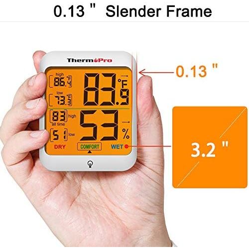  [아마존베스트]ThermoPro TP53 Hygrometer Humidity Gauge Indicator Digital Indoor Thermometer Room Temperature and Humidity Monitor with Touch Backlight