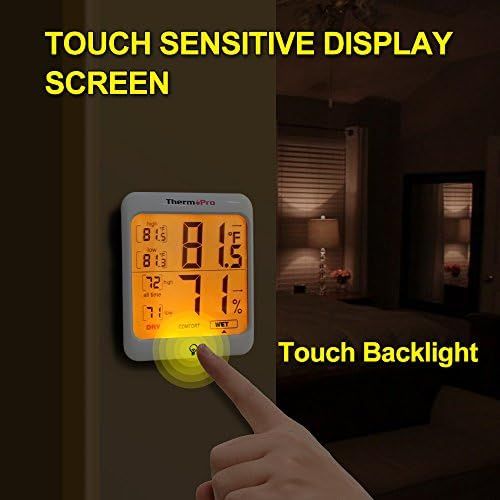  [아마존베스트]ThermoPro TP53 Hygrometer Humidity Gauge Indicator Digital Indoor Thermometer Room Temperature and Humidity Monitor with Touch Backlight
