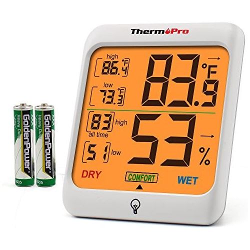  [아마존베스트]ThermoPro TP53 Hygrometer Humidity Gauge Indicator Digital Indoor Thermometer Room Temperature and Humidity Monitor with Touch Backlight