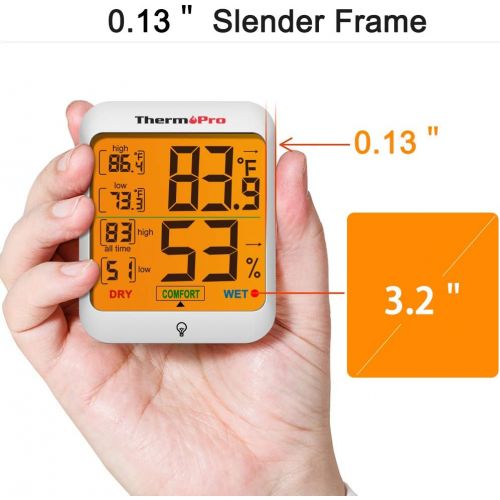  [아마존베스트]ThermoPro TP53 Hygrometer Humidity Gauge Indicator Digital Indoor Thermometer Room Temperature and Humidity Monitor with Touch Backlight