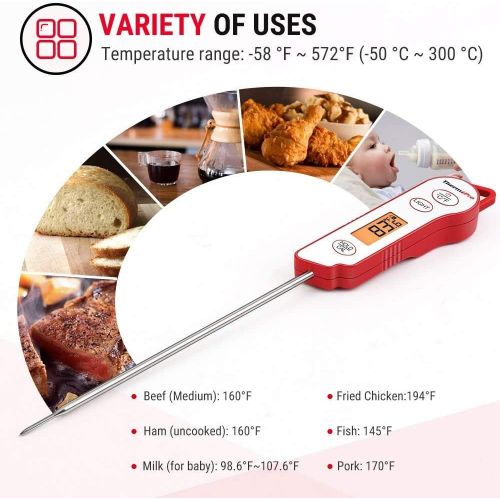  [아마존베스트]ThermoPro TP15 Waterproof Cooking Thermometer with Long Probe Digital Instant Read Meat Thermometer for Grilling Smoker BBQ Kitchen Food Candy Thermometer with Calibration