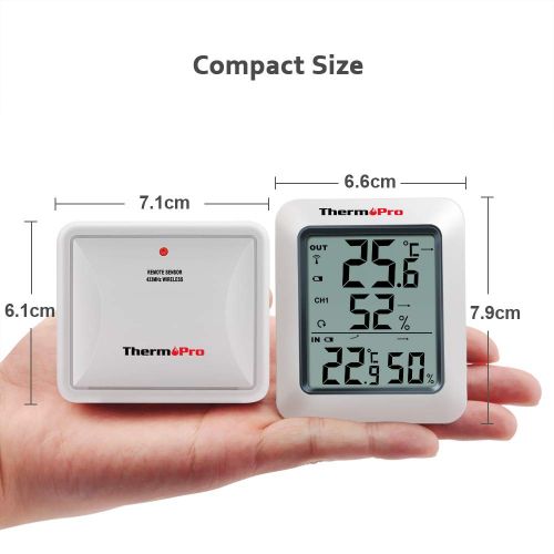  [아마존 핫딜]  [아마존핫딜]ThermoPro TP60S Funk Thermo-Hygrometer Thermometer Hygrometer Klima-Monitor Funkwetterstation mit Funk-Aussensensor, Reichweite bis zu 60m