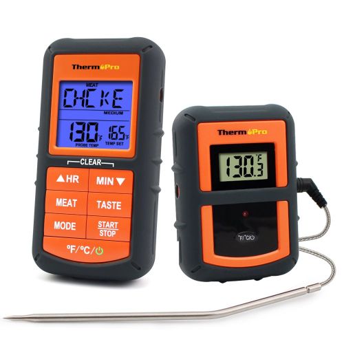  ThermoPro TP-07 Wireless Remote Digital Cooking Turkey Food Meat Thermometer for Grilling Oven Kitchen Smoker BBQ Grill Thermometer with Probe, 300 Feet Range