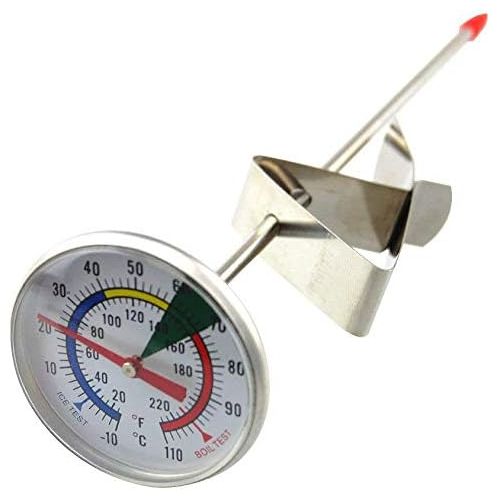  Thermometer World Milchthermometer und 600 ml Milchkannchen fuer perfekte Barista-Stil, ideal fuer Milchkaffee, Cappuccino