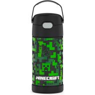 THERMOS FUNTAINER 12 Ounce Stainless Steel Vacuum Insulated Kids Straw Bottle, Minecraft