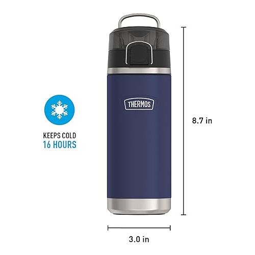 써모스 ICON SERIES BY THERMOS Stainless Steel Kids Water Bottle with Spout, 18 Ounce, Navy