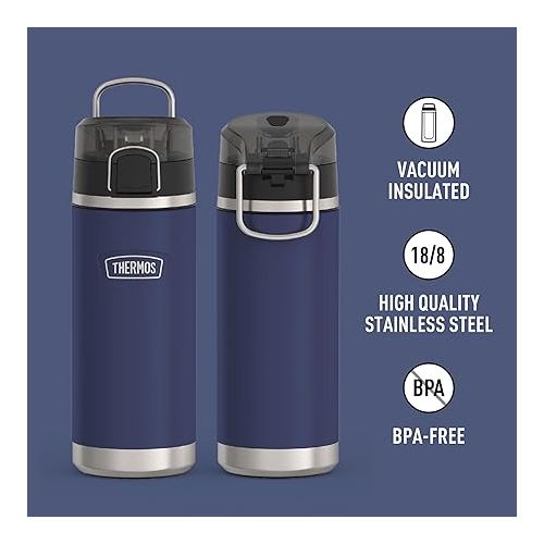 써모스 ICON SERIES BY THERMOS Stainless Steel Kids Water Bottle with Spout, 18 Ounce, Navy