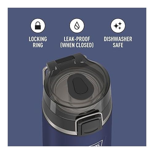 써모스 ICON SERIES BY THERMOS Stainless Steel Kids Water Bottle with Spout, 18 Ounce, Navy