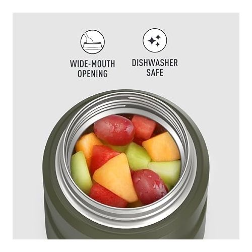 써모스 THERMOS Stainless King Vacuum-Insulated Food Jar with Spoon, 16 Ounce, Army Green