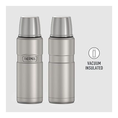 써모스 THERMOS Stainless King Vacuum-Insulated Compact Bottle, 16 Ounce, Matte Steel