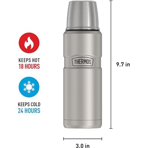 써모스 THERMOS Stainless King Vacuum-Insulated Compact Bottle, 16 Ounce, Matte Steel