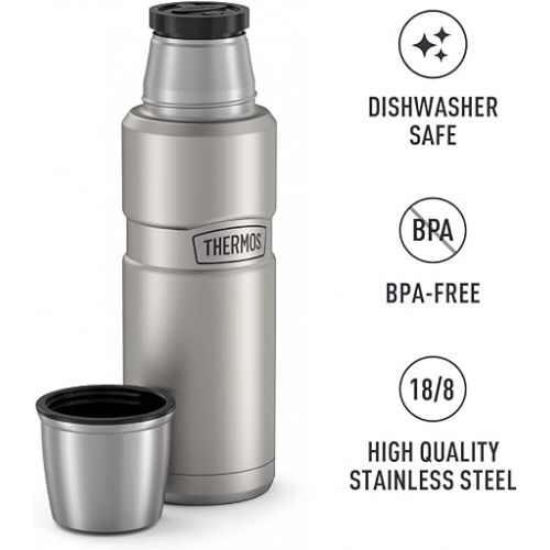 써모스 THERMOS Stainless King Vacuum-Insulated Compact Bottle, 16 Ounce, Matte Steel