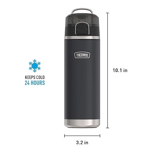 써모스 ICON SERIES BY THERMOS Stainless Steel Water Bottle with Spout 24 Ounce, Granite