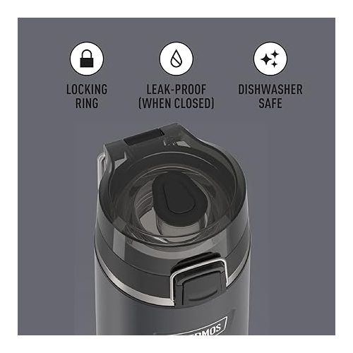 써모스 ICON SERIES BY THERMOS Stainless Steel Water Bottle with Spout 24 Ounce, Granite