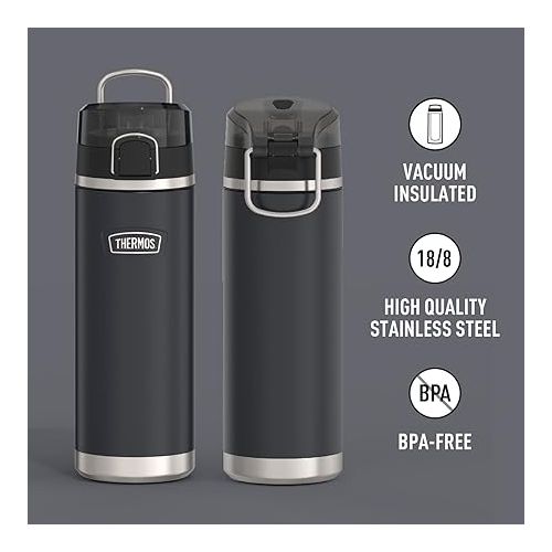 써모스 ICON SERIES BY THERMOS Stainless Steel Water Bottle with Spout 24 Ounce, Granite